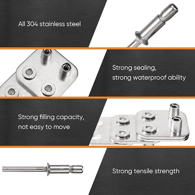 ALLCLEAN 3/16" x 1/2" Industrial-Grade Internal Lock Dome Head Structural Rivets Pop Rivets – Robust Connections Designed for Heavy-Duty Projects - 30 Pack - Image 5